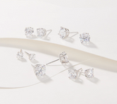 Diamonique Sterling Silver Set of 5 120-Facet Prestige Cut Studs
